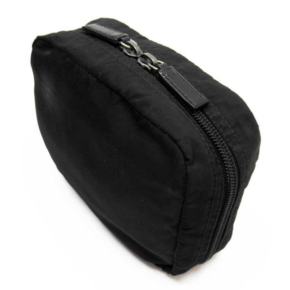 Prada makeup pouch multi purpose case triangle logo black leather - Picture 3 of 3